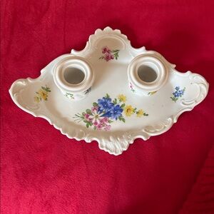 Antique Dresden Porcelain Inkwell